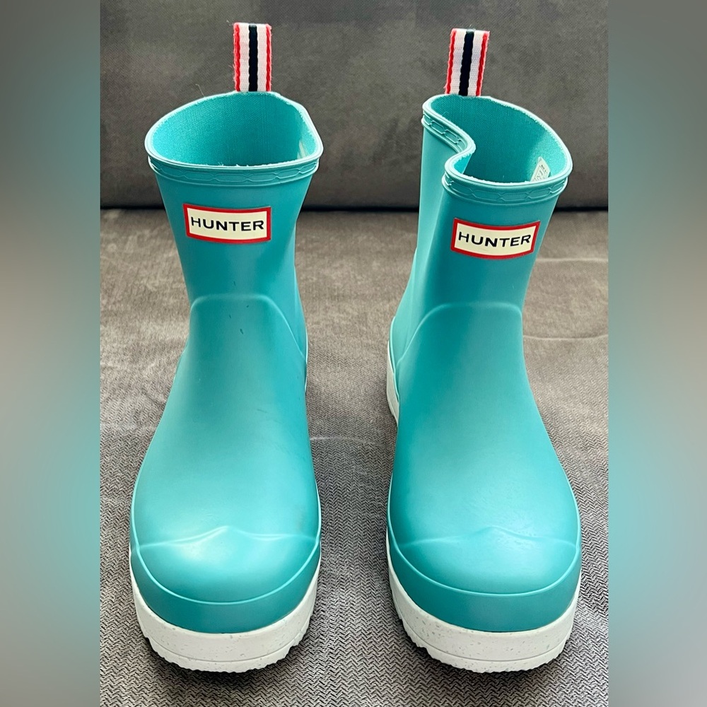 Hunter Original Play Short Speckle Rain Boots Blue Spruce/Eucalyptus Womens 9